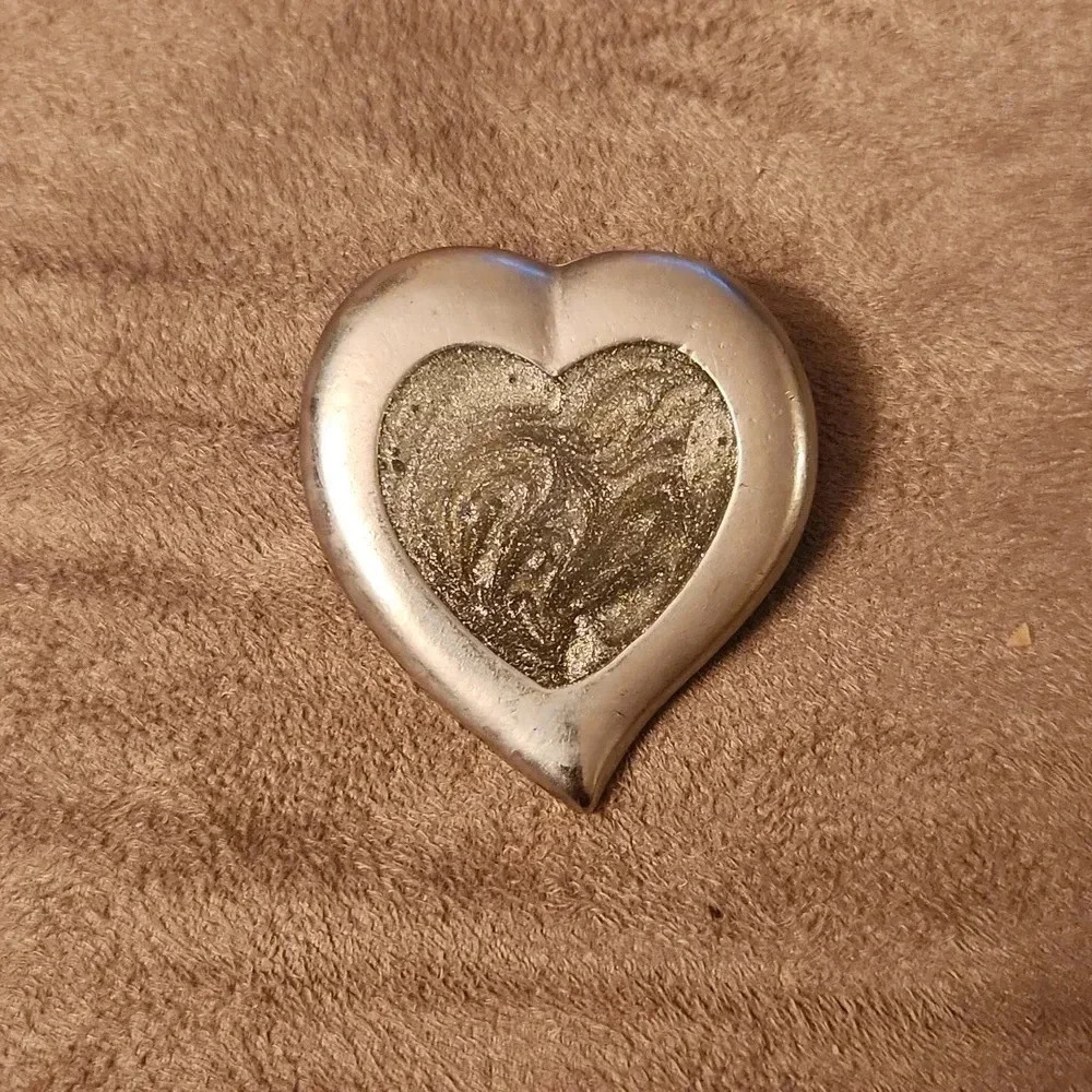 Vintage Heart Shape Silver Brooch Pin